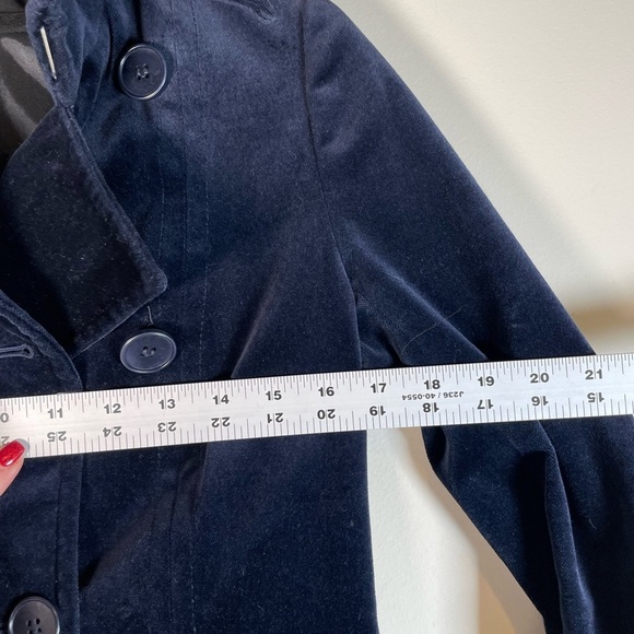 THEORY Blue VELVET Dedrick Adore Eclipse Womens SZ P Coat Jacket DOUBLE BREASTED - Picture 12 of 16